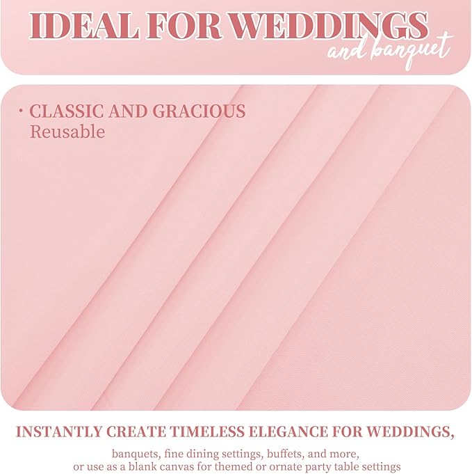 12 Pack Polyester Tablecloth 60 x 126 Inch Pink Tablecloth for 8 Ft Rectangle Tables,Stain and Wrinkle Resistant Washable Fabric Table Covers Polyester Table Clothes for Wedding Parties Banque