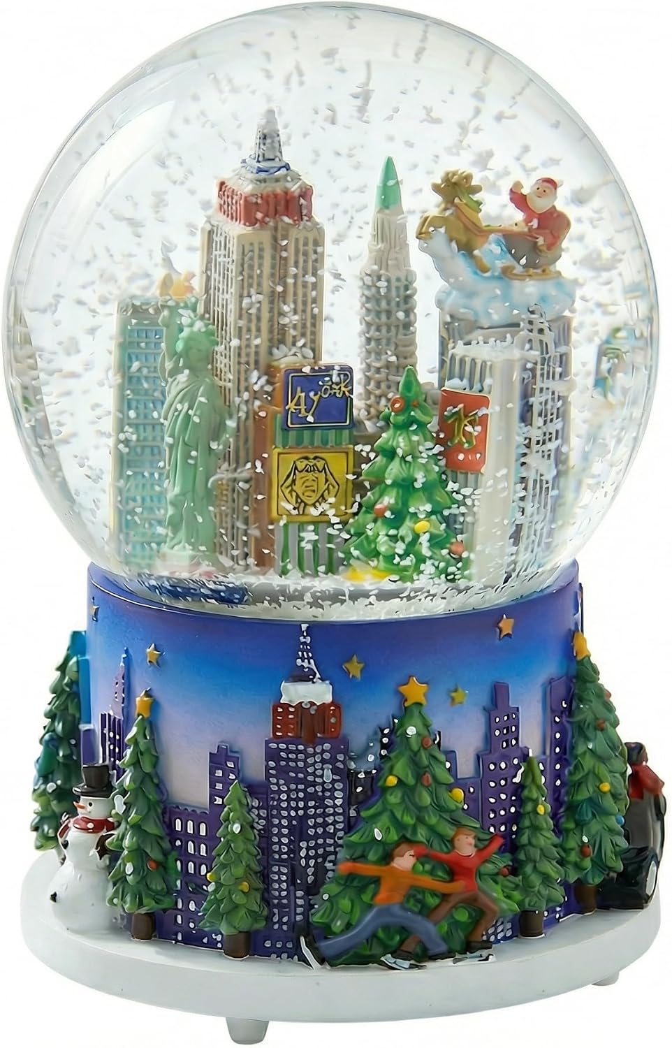 Musical New York City Christmas Snow Globe Rockefeller Center Skyline NYC Snow Globes