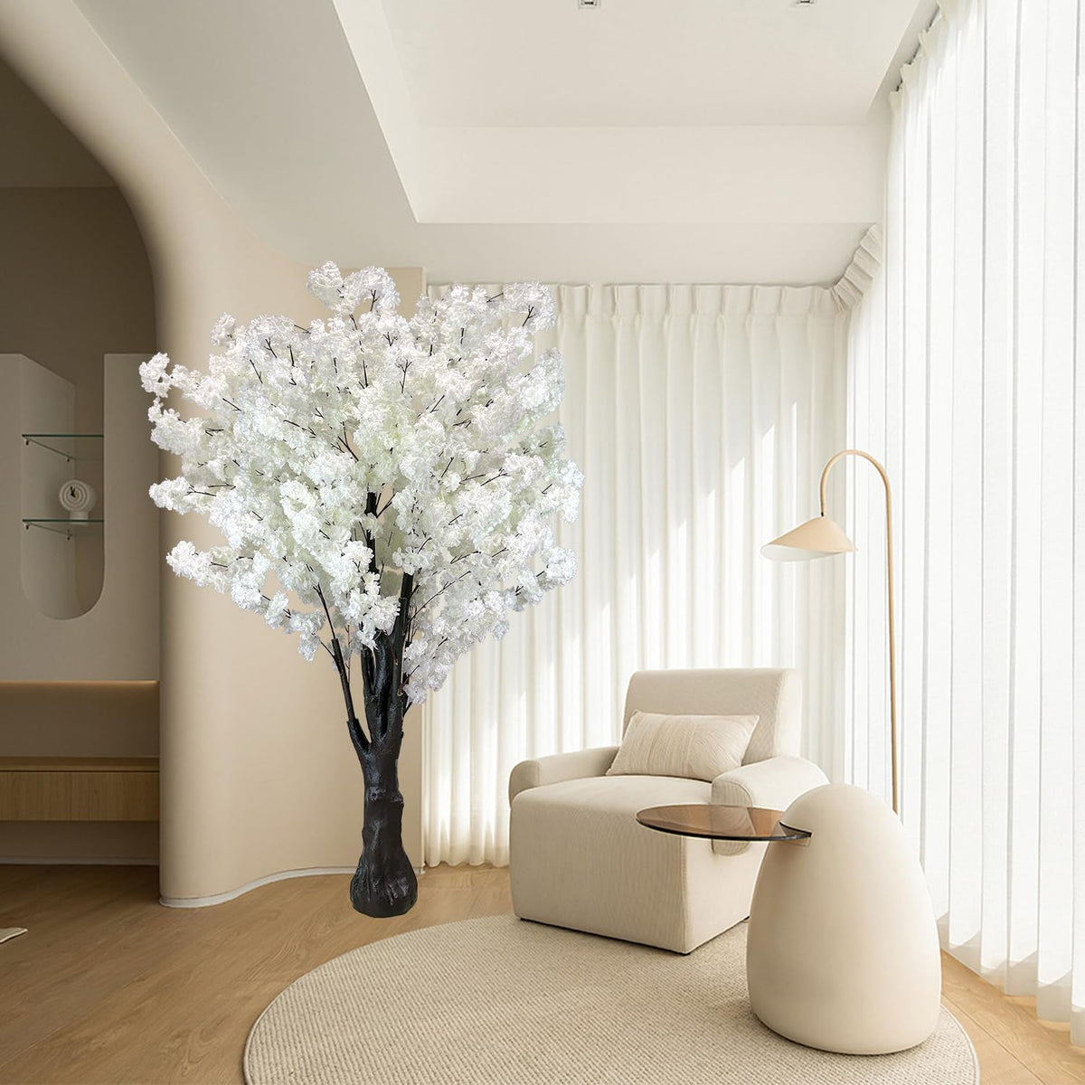 White Artificial Cherry Blossom Tree for Home, Wedding, Office, Living Room -...