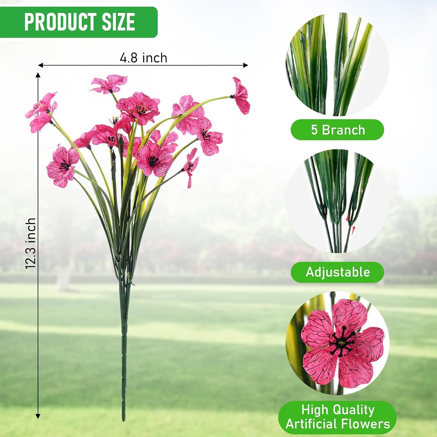 Powbrace 22 Pack Artificial Flowers for Outdoor Indoor Fake Plants, Faux Silk Flowers for Outdoors Outside Front Porch Hanging Planter Window Box Garden Spring Decoration(Multi-Colour)