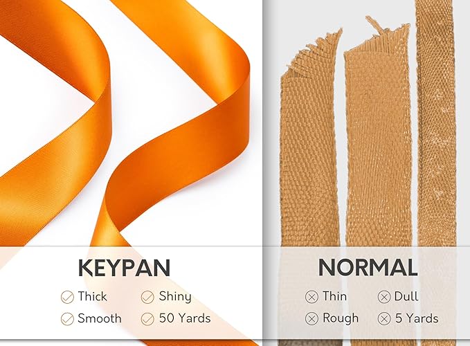 Satin Ribbon 1-1/2 Inch x 50 Yards Double-Faced Ginger Polyester Ribbons for Crafts Flower Bouquet Gift Wrapping Wedding Invitation