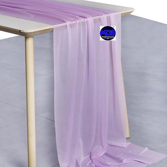 MDS 25 Pack 10ft Chiffon Table Runner 29 x 120 Inches Sheer Wedding Runner Romantic Rustic Table Runner for Wedding Decorations, Birthday Parties, Bridal Shower Party Arch Decor - Orchid