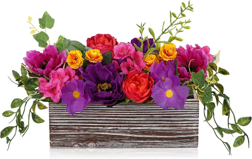 dilatata flower arrangement with wooden vase 10" artificial, main product view