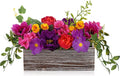 dilatata flower arrangement with wooden vase 10" artificial, main product view