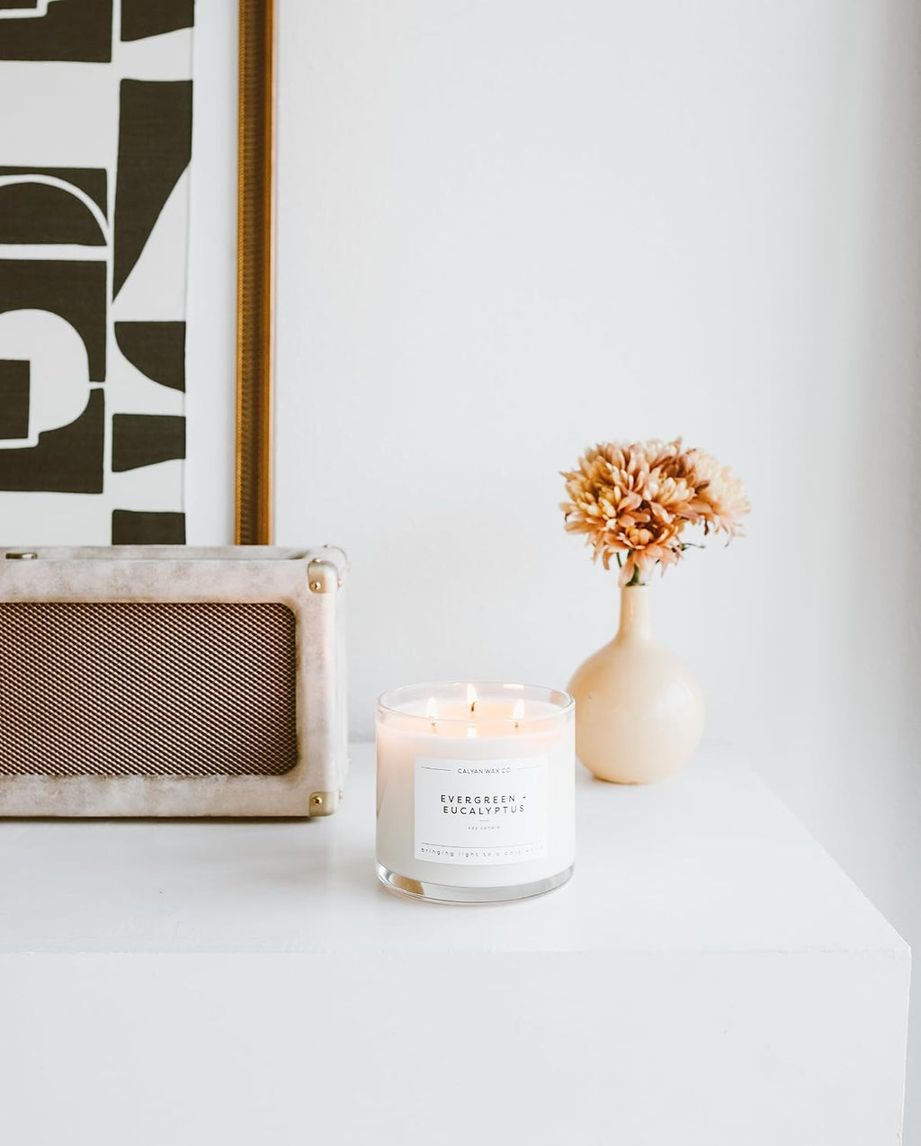 Calyan Wax Co. Evergreen & Eucalyptus 3 Wick Scented Candle - 43 Hour Burn - Luxury 3 Wick Soy Candles - Clean Soy Wax Candles - Long Lasting Large Glass Jar Candle for Home - 14.9oz