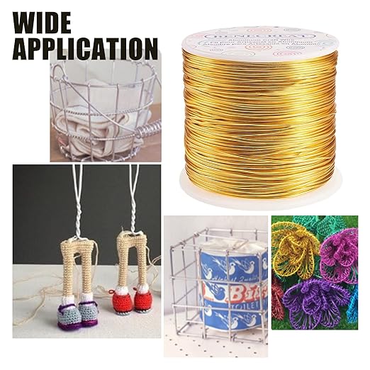 BENECREAT 15 Gauge 220FT Aluminum Wire Anodized Jewelry Craft Making Beading Floral Colored Aluminum Craft Wire - Gold
