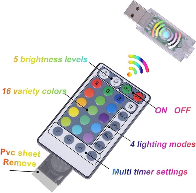 Fairy Curtain Lights - 16-Color Changing String Lights with Remote, 4 Lighting Modes, Ideal for Christmas, Weddings, Parties, Room Decor - Rainbow Backdrop