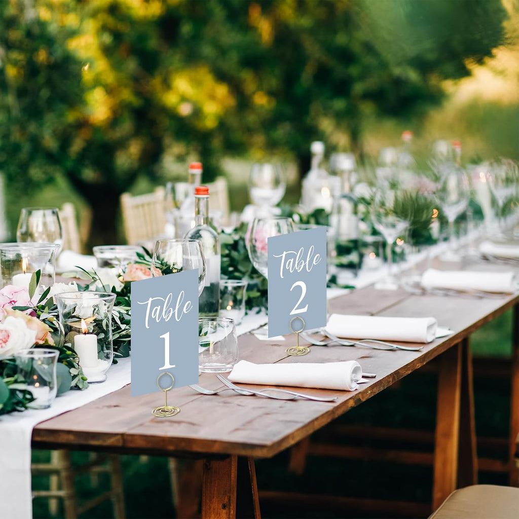 Table Numbers Cards 1-30 Wedding Table Numbers with Holder Table Number Stands Bulk Wedding Table Signs Dusty Blue with Head Table Card for Bridal Shower Wedding Anniversary (Dusty Blue)