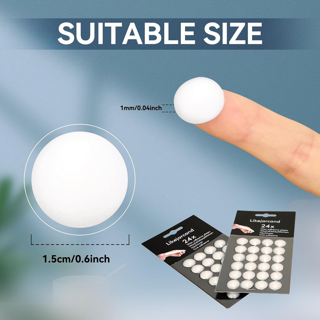 24 Pieces White Adhesive Small Candles, Accessories Candle Wax Dots- Adhesive,Wax Sticky Dots,Candl Accessories (24)