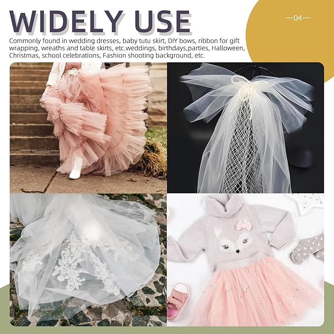 Swpeet 6 Inch by 100 Yards Pink Tulle Fabric Roll, Fabric Spool Tulle Ribbon, Netting Polyester Spool Ideal for DIY Handmade Birthday Party Wedding Decorations Christmas Craft Supplies