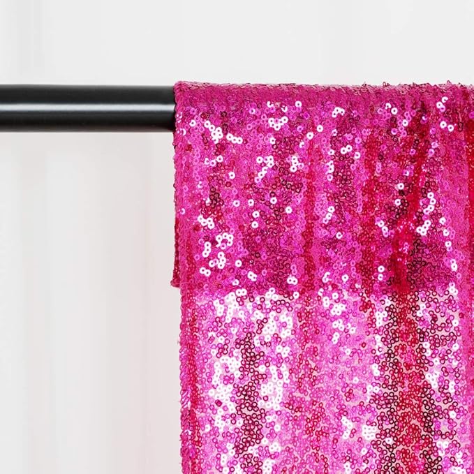 Sequin Backdrop Hot Pink 8ft x 8ft Glitter Photo Booth Backdrop for Birthday Party Fuchsia