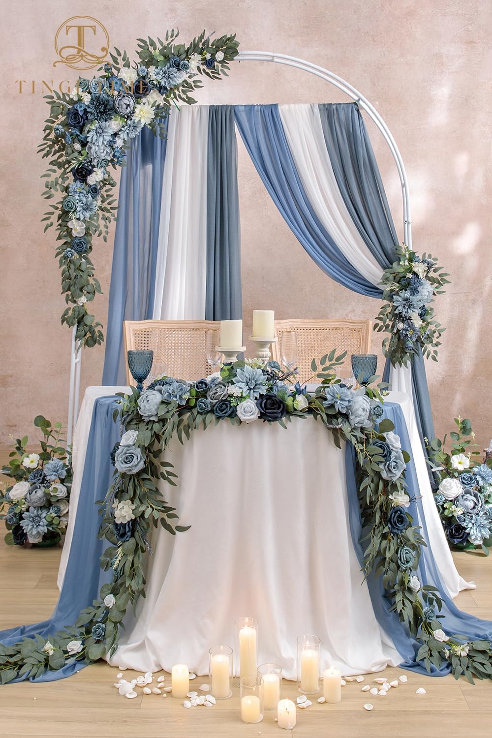 tinge time 9ft flower garland with rose, handcrafted shown in use