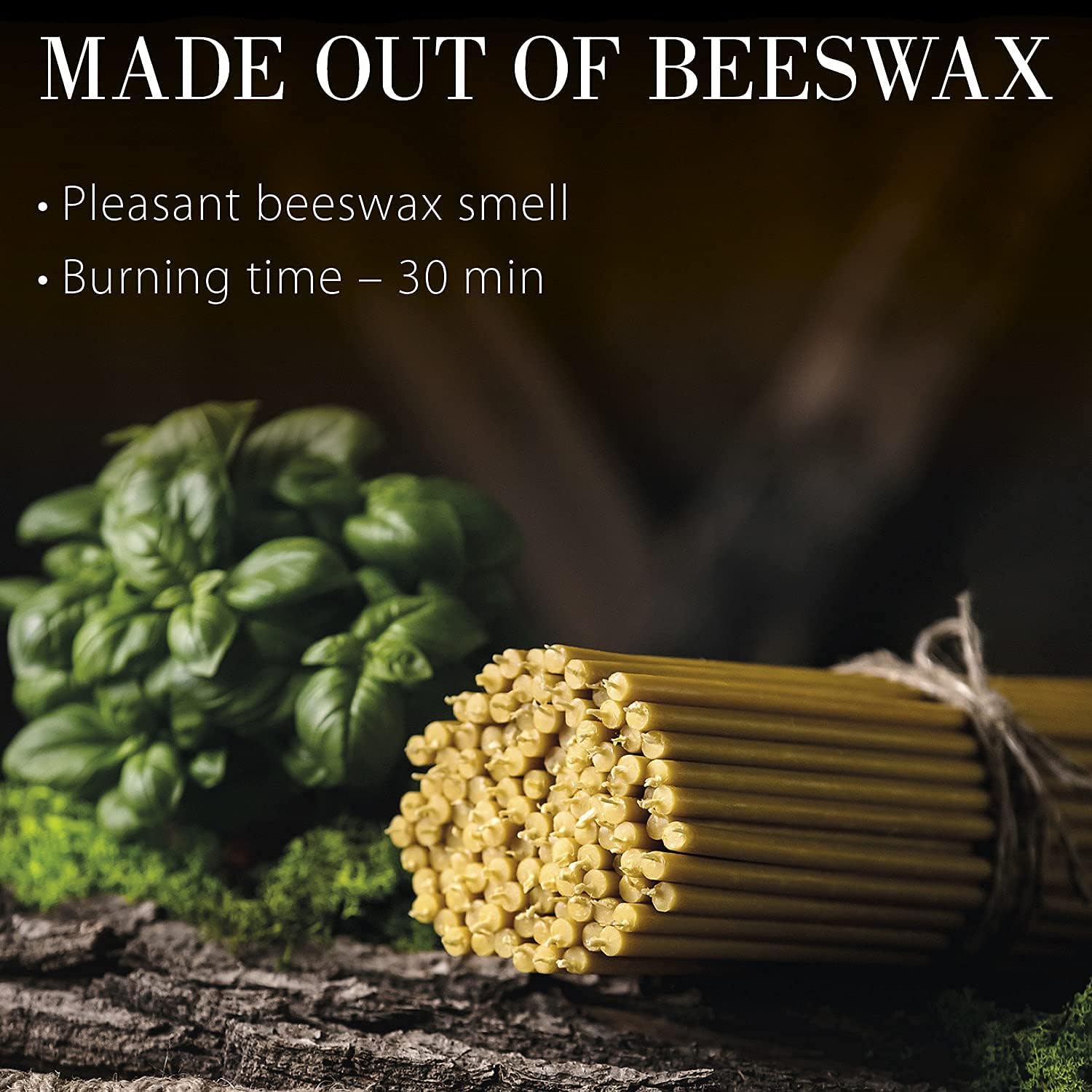 Danilovo Pure Beeswax Candles - Honey-Scented, Decorative Thin Taper Candles - Ideal for Birthday Decoration or Church Prayers - Drip Free, Tall & Smokeless Pack of 50 pcs, 6.3 x 0.2 inch