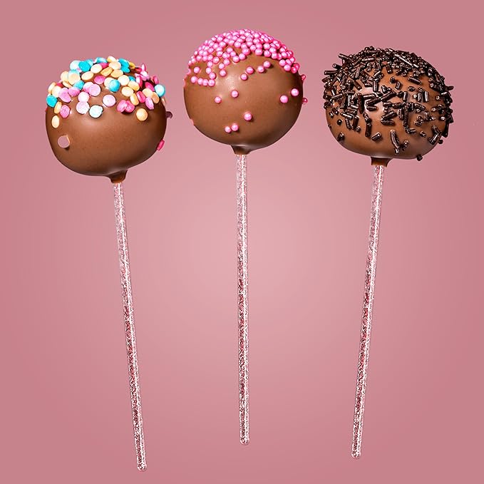 Coffee and Cocktail Stirrers, Reusable Plastic Drink Stirrer Sticks, 100 Ball Head Swizzle Sticks, Use as a Cocktail Garnish or Cake Pop Stick, and Restaurant Supplies, 6 inch (Pink)