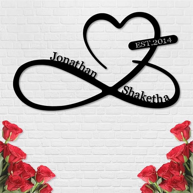 Infinity Heart Metal Wall Decor, Unique Infinity Heart Wall Decor Love Sign Plaque Steel Art Geometric Wall Decor Set Cut Out for Outside
