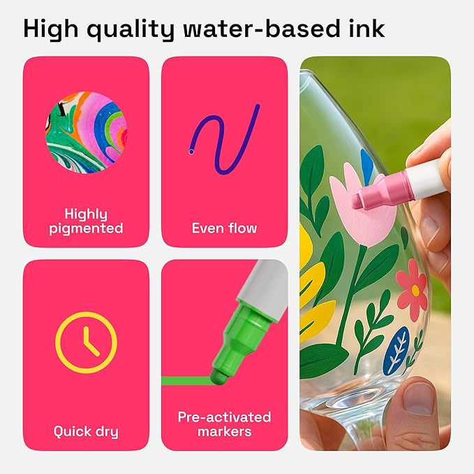 ARTISTRO Vibrant Acrylic Paint Markers for Glass, Rock, Fabric, Wood, Paper, Ceramic, Canvas & More - 12 Dual-Tip Paint Pens (Dot & Fine)