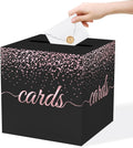 WNINK Black Rose Gold Cards Box for Birthday, Wedding, Bridal or Baby Shower, Graduation, Anniversaries, Engagement Party Decorations Supplies Money and Cards Receiving Box