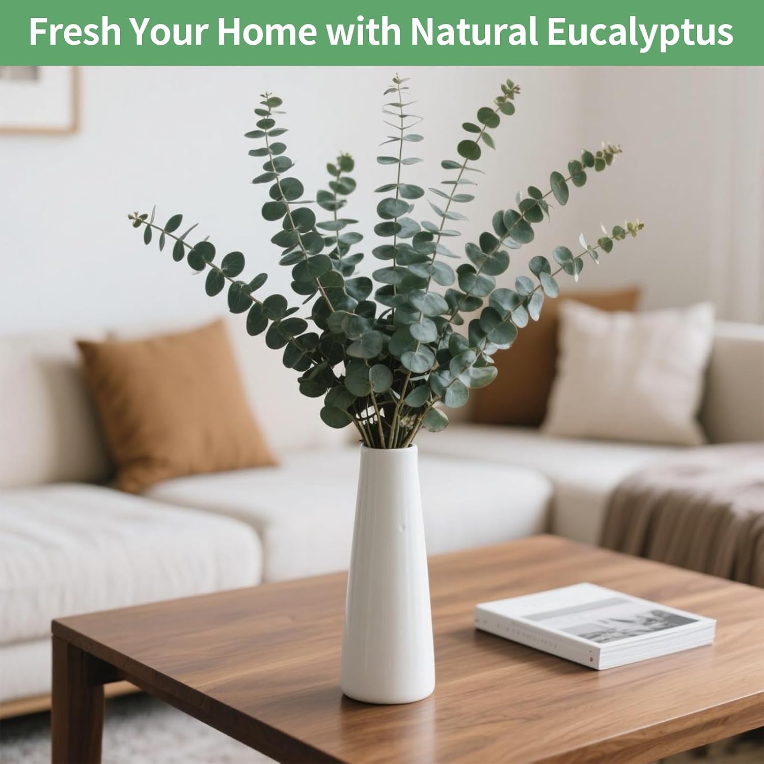 12PCS Dried Eucalyptus Bundle 17'' Real Eucalyptus Stems 100% Natural Fresh Leaves Hanging Plants Greenery Stems for Shower Home Decor Flower Arrangement Wedding