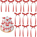 30Pcs Bow Cake Toppers Ribbon Bows for Cake Red Bow Ribbons for Coquette Themed Bow Decorations for Bachelorette Graduation Party,Cupcake Baby Shower Birthday Wedding Father's Day Party Supplies