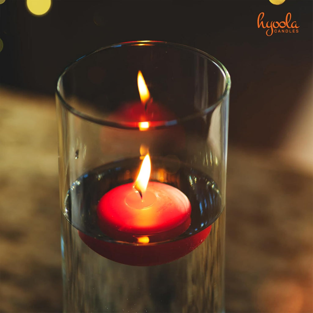 HYOOLA Premium Red Floating Candles 1.75 Inch - 3 Hour - 20 Pack - European Made