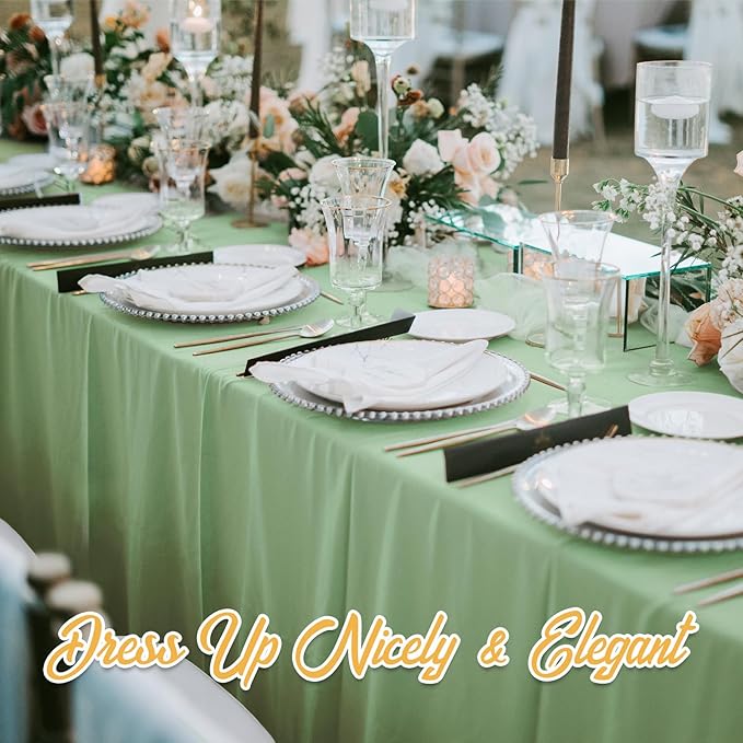 BRILLMAX 4 Pack Sage Green Tablecloths for 6 Foot Rectangle Tables 90 x 132 Inch - 6ft Rectangular Bulk Linen Polyester Fabric Washable Cloth Cover for Wedding Reception Banquet Birthday Party