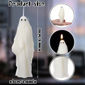 Syhood 6 Pcs Halloween Ghost Candles Gothic Spooky Ghost Taper Candles Soy Wax Gifts for Boo Basket Stuffers Halloween Room Table Indoor Decoration