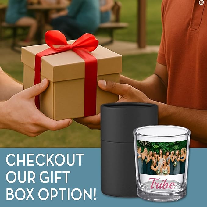 Bridesmaid Custom Shot Glass 2.5oz, Personalized Photo Bride Tribe Gift, Maid of Honor, Custom Printed Picture Wedding Favor, Girls Weekend Keepsake, Bachelorette Party