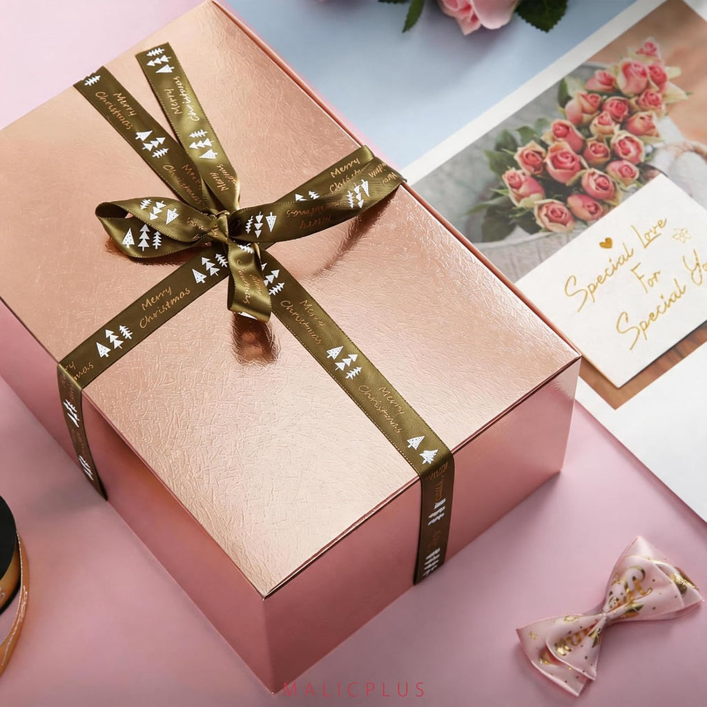 MALICPLUS 10 Gift Boxes 9.5x6.5x4 Inches Gift Boxes with Lids Boxes for Gifts Bridesmaid Proposal Boxes, Rose Gold Gift Box Bulk for Light Weight Gifts, Crafting