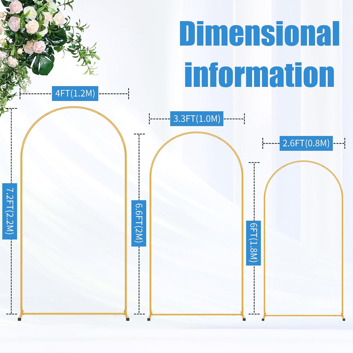metal arch backdrop stand set of 2(7.2/6ft), decorative, close-up detail