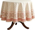 ISAENNE Designer Linen Floral Small Round Tablecloth,Pale Yellow Farmhouse Indoor Table Cloth,Durable Decor Tablecloths for Dining Kitchen Thanksgiving Christmas,Diameter 55"-Chamonix A