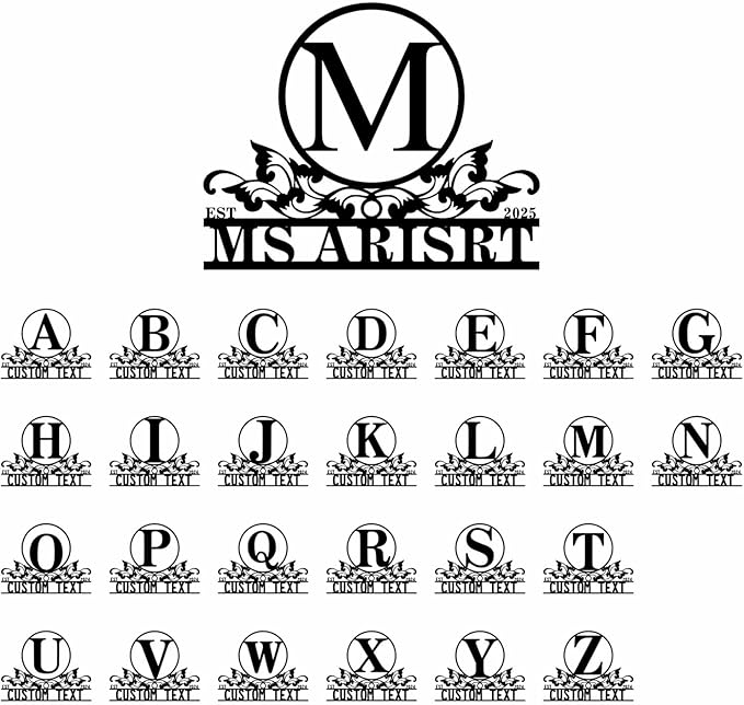 Custom Metal Name Sign, Personalized Family Last Name Signs for Home, Split Letter Monogram Wall Art Decor, Customized Metal Signs for Outdoor, Personalized Wedding Housewarming Gift