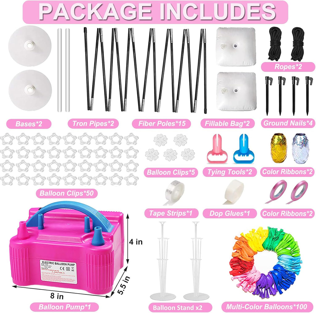 balloon arch kit and balloon pump electric, 10ft, package contents
