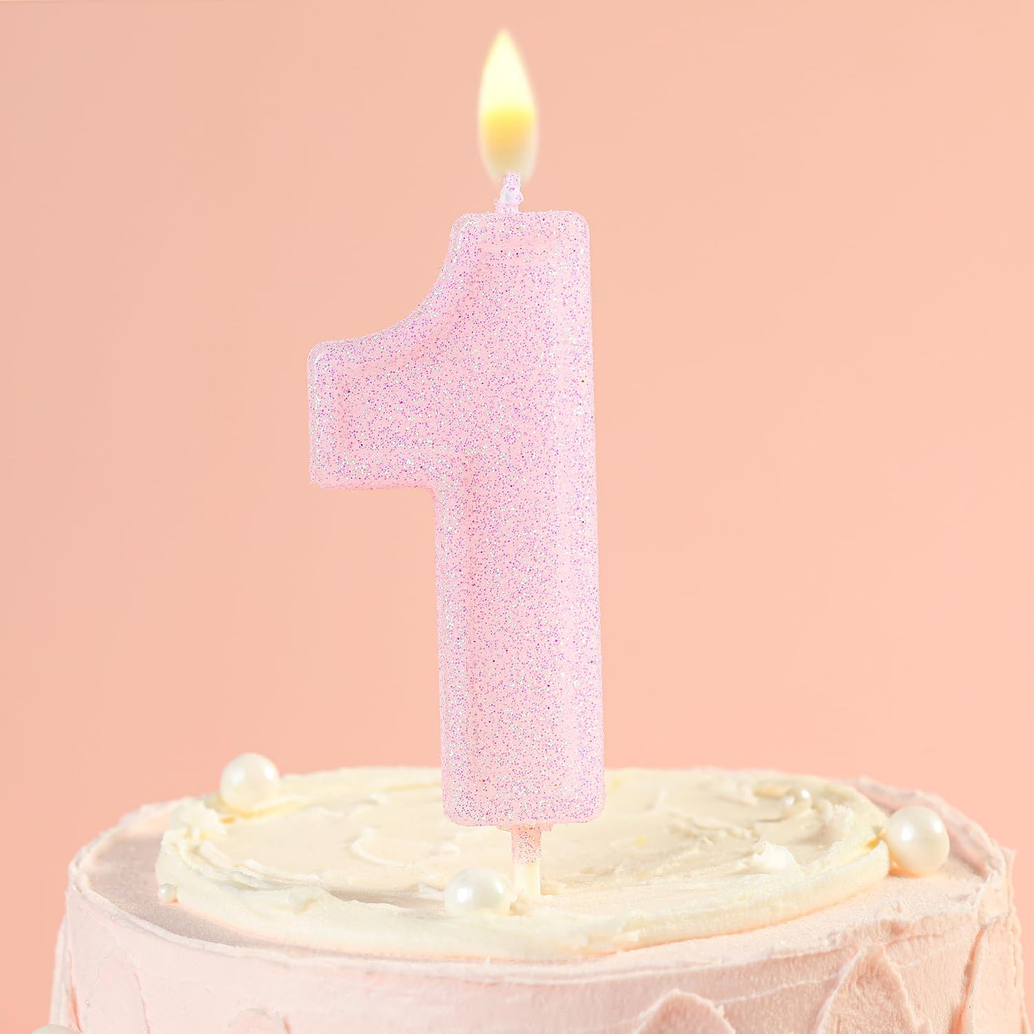 PHD CAKE 2.76 Inch Luxe Pink Glitter 1 Number Birthday Candles, Pink Number Candles, Cake Number Candles, Party Celebration