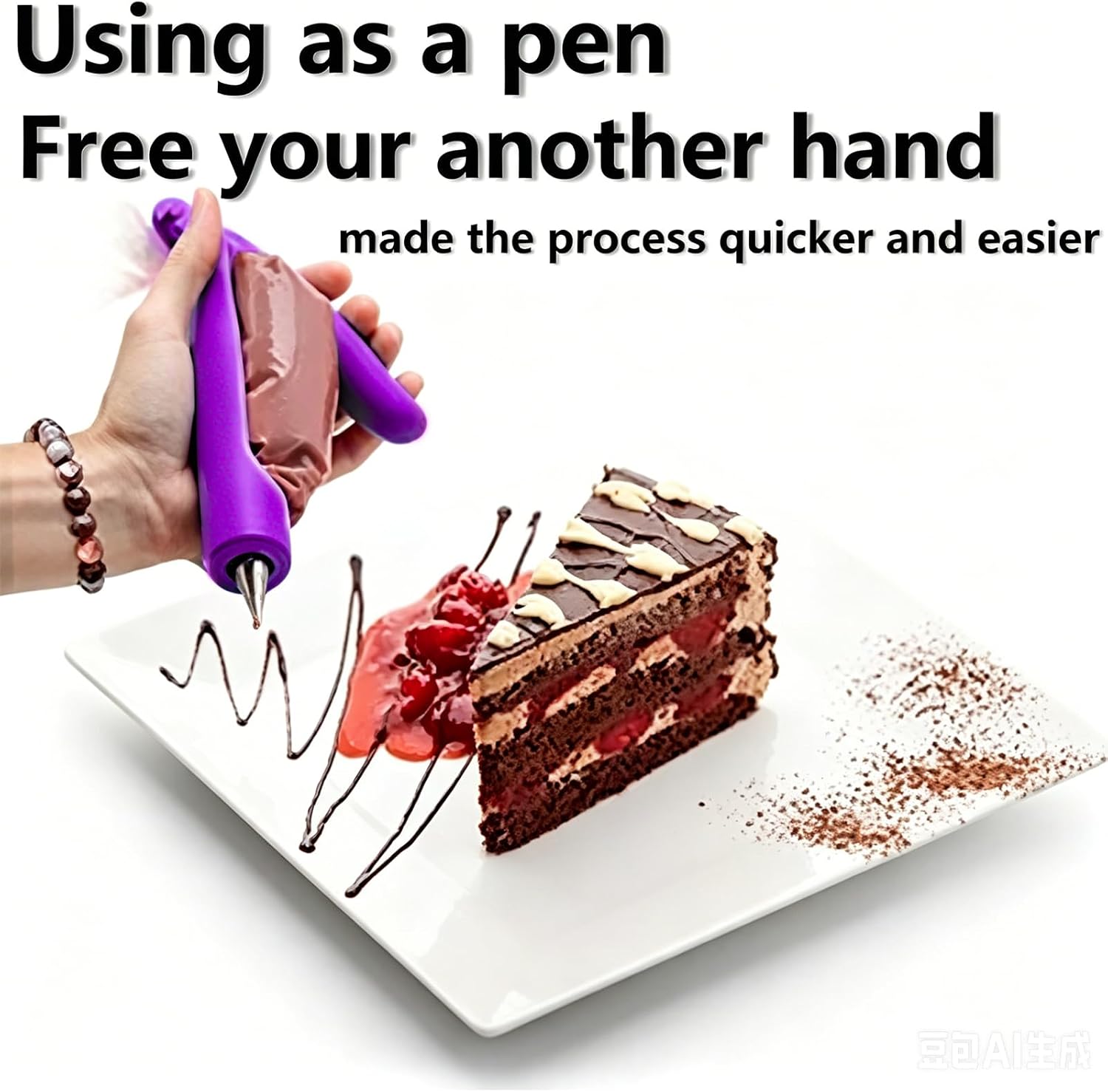 Cake Decorating Pen Tool Kit Pastry Bag DIY Cake Deco Tools Kit Pastry Icing Pen Piping Kit Bags(Purple)