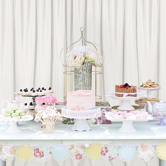DWCN 10x10 FT Ivory Backdrop Curtains for Parties, Photography Backdrop Drapes with Rod Pockets for Wedding Decorations Stage Birthday Family Gatherings, 2 Panels 5ft x 10ft