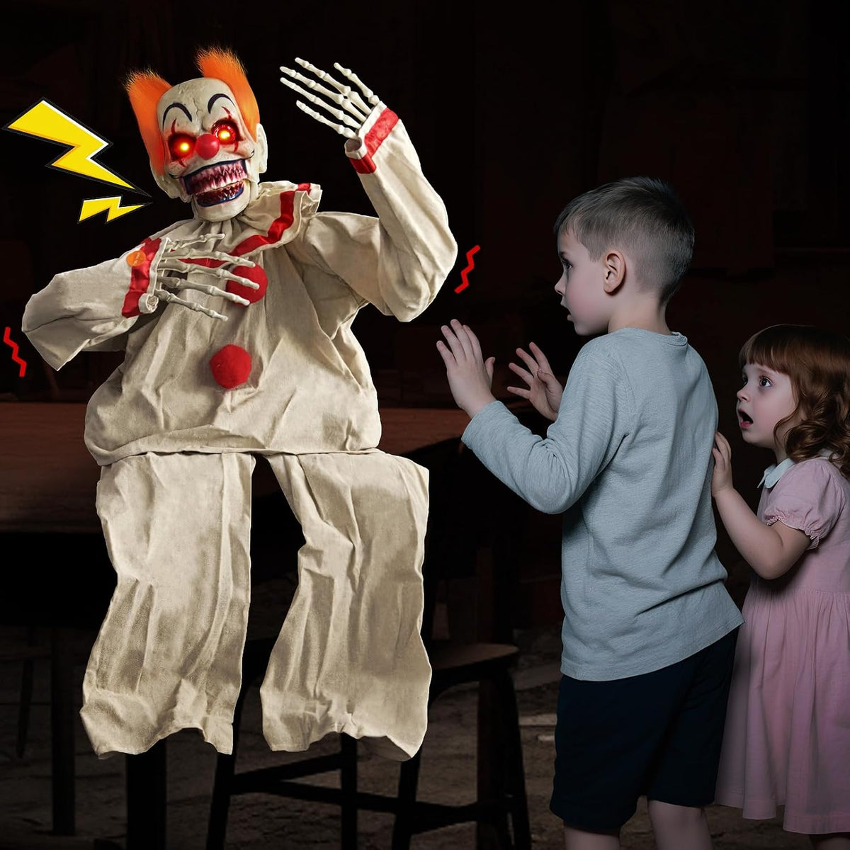 Halloween Animatronic Sitting Clown - Halloween Animated Decorations Sound Ac...