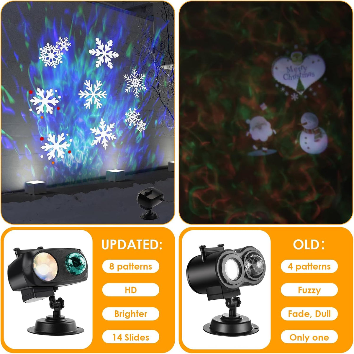 Halloween Christmas Outdoor Projector Lights with 14 HD Replaceable Slides wi...