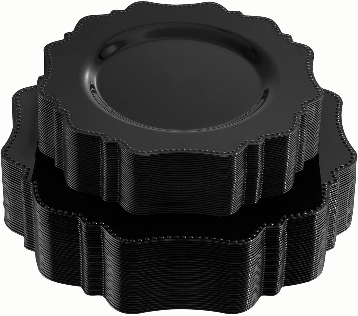 COLOSUS 60PCS Black Plastic Plates, Heavy Duty Disposable Plates for Party.