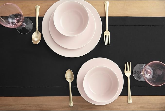 Solino Home Black Table Runner 36 Inches - Cotton Linen Hemstitch Coffee Table Runner 14 x 36 Inch Ideal for Dresser Tables - Fall, Autumn, Halloween, Thanksgiving, Holiday