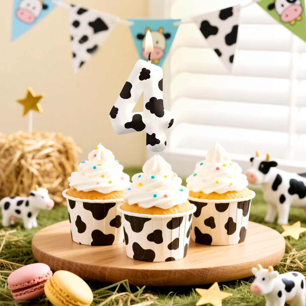 Cow Birthday Candles, 2.4 inch Cake Topper Decor, Number 1 Candles Birthday Decorations, Anniversary Party Cake Decorations Party Supplies