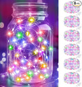 btfarm 6 Pack Fairy Lights Battery Operated, 7FT 20 LED Mini String Lights Waterproof Silver Wire for Mason Jars Centerpiece Table Crafts Bedroom Christmas Decoration, Colourful