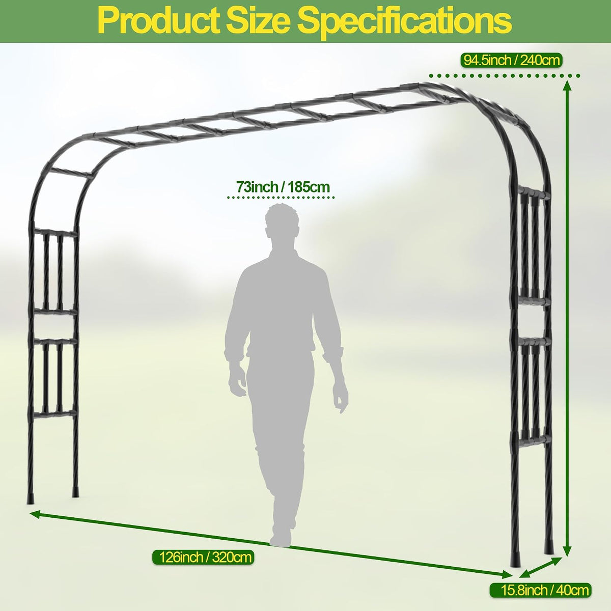 BUKLIYN Garden Arch Trellis - Garden Arch Size:126in(L) * 94.5in(H)