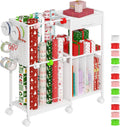 wrapping paper storage cart, rolling gift wrap station, main product view