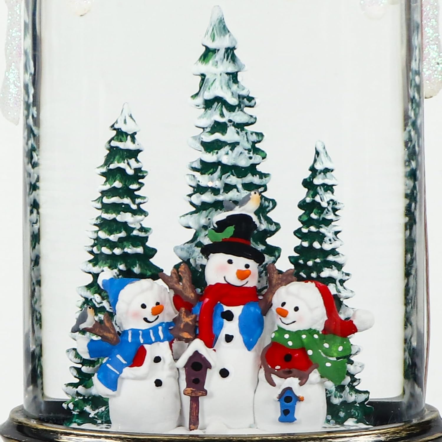GenSwin Christmas Snow Globe Candle, Swirling Glittering Candle with Timer Music and 3 Snowman Scene, Winter Snow Shaped Lantern, USB/Battery Operated Candles for Christmas Indoor Decoration(8 Songs)