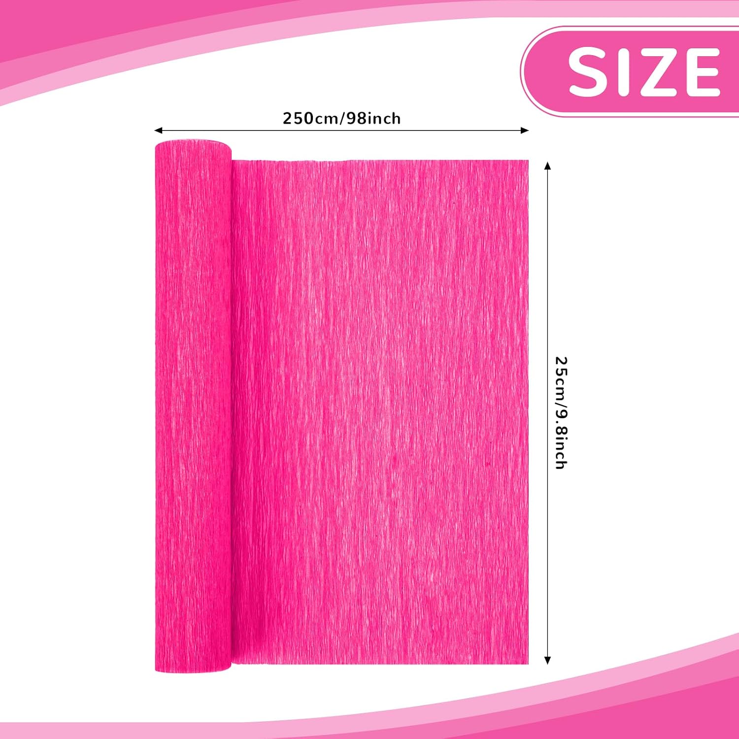 Crepe Paper Streamers 2 Rolls 10 x 98Inch (Rose Pink) | Crepe Paper Sheets for DIY Gift Colourful Paper Flower Wrapping Paper Crafts Birthday Wedding Holiday Party Decorations