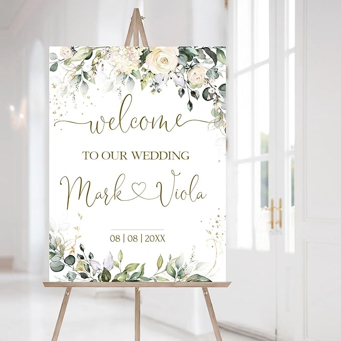 Personalized Wedding Welcome Sign, Flowers Wedding Welcome Sign, Wedding Welcome Sign, Custom Wedding Sign, Welcome To Our Wedding Sign, Flowers Wedding Board, Wedding Decorations Signs # 14