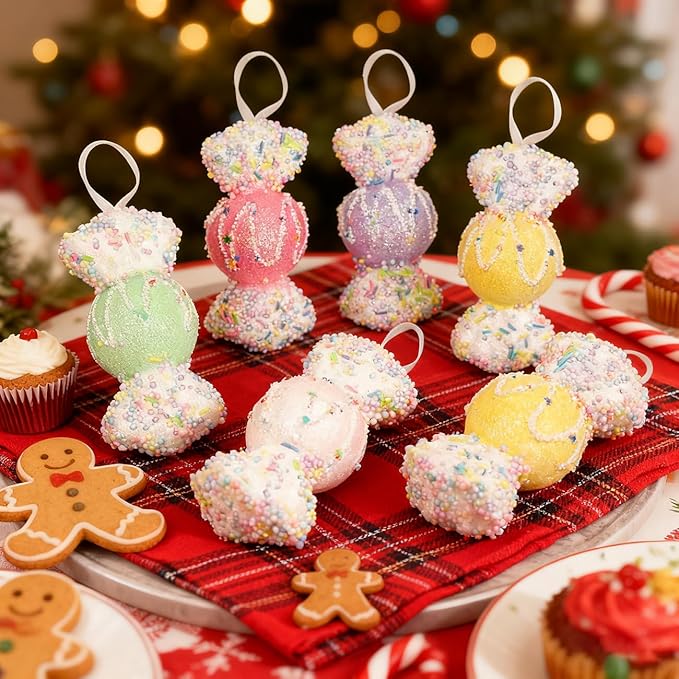 LANGXUN 6pcs Candy Land 2025 Xmas Birthday Party Wedding Suppiles Decoration, Hanging Candy Cane Christmas Tree Décor, Christmas Decorative Hanging Ornaments Crafts