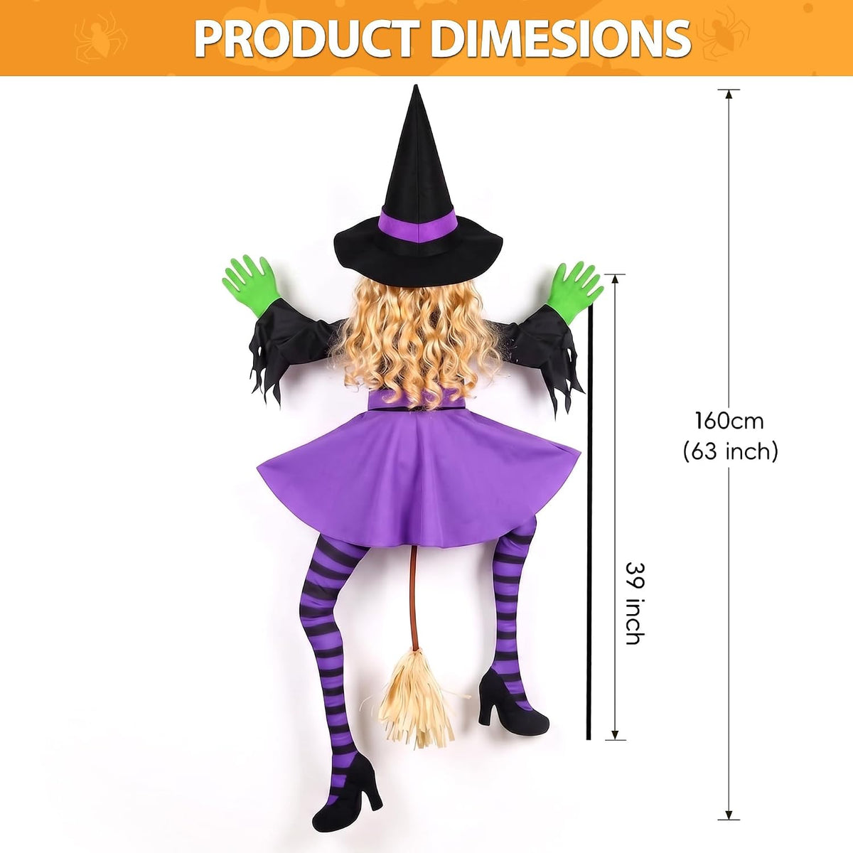 63" Purple Witch Crashing into Tree Halloween Decorations