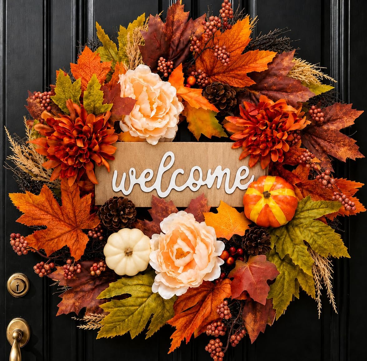 24 inch fall wreaths for front door, autumn, main product view