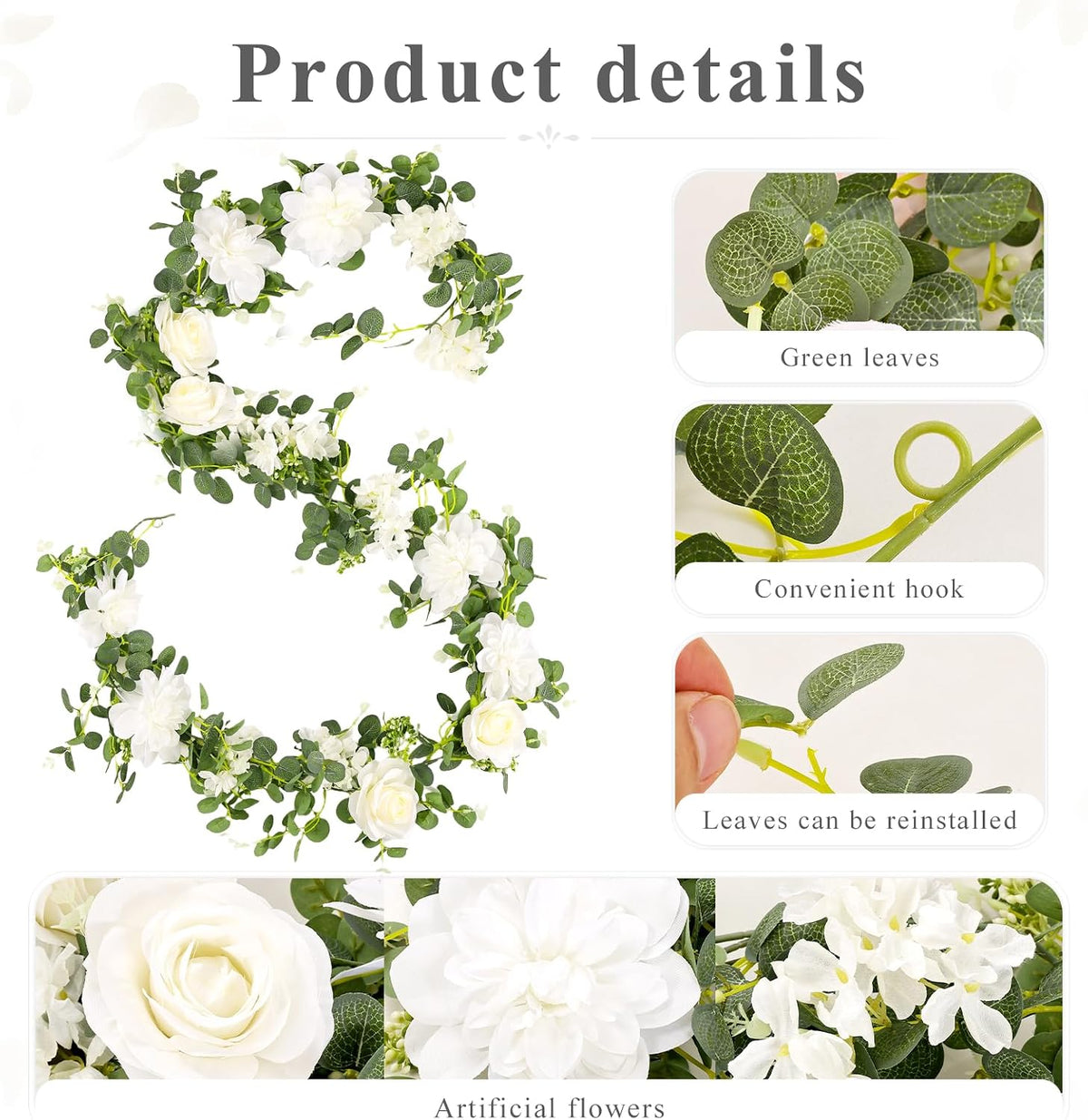 findosom total 12.4ft artificial flowers garlands for decoration, package contents